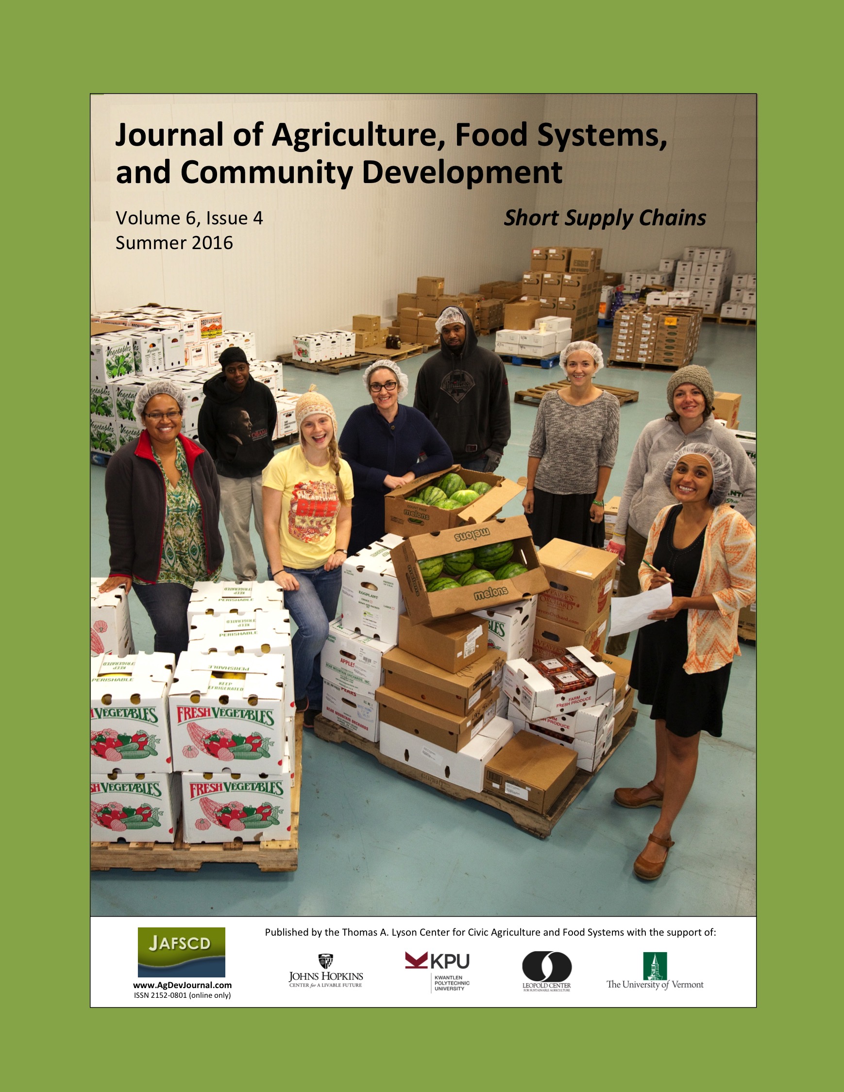 Cover of volume 6, issue 4 (summer 2016) with staff of The Common Market.